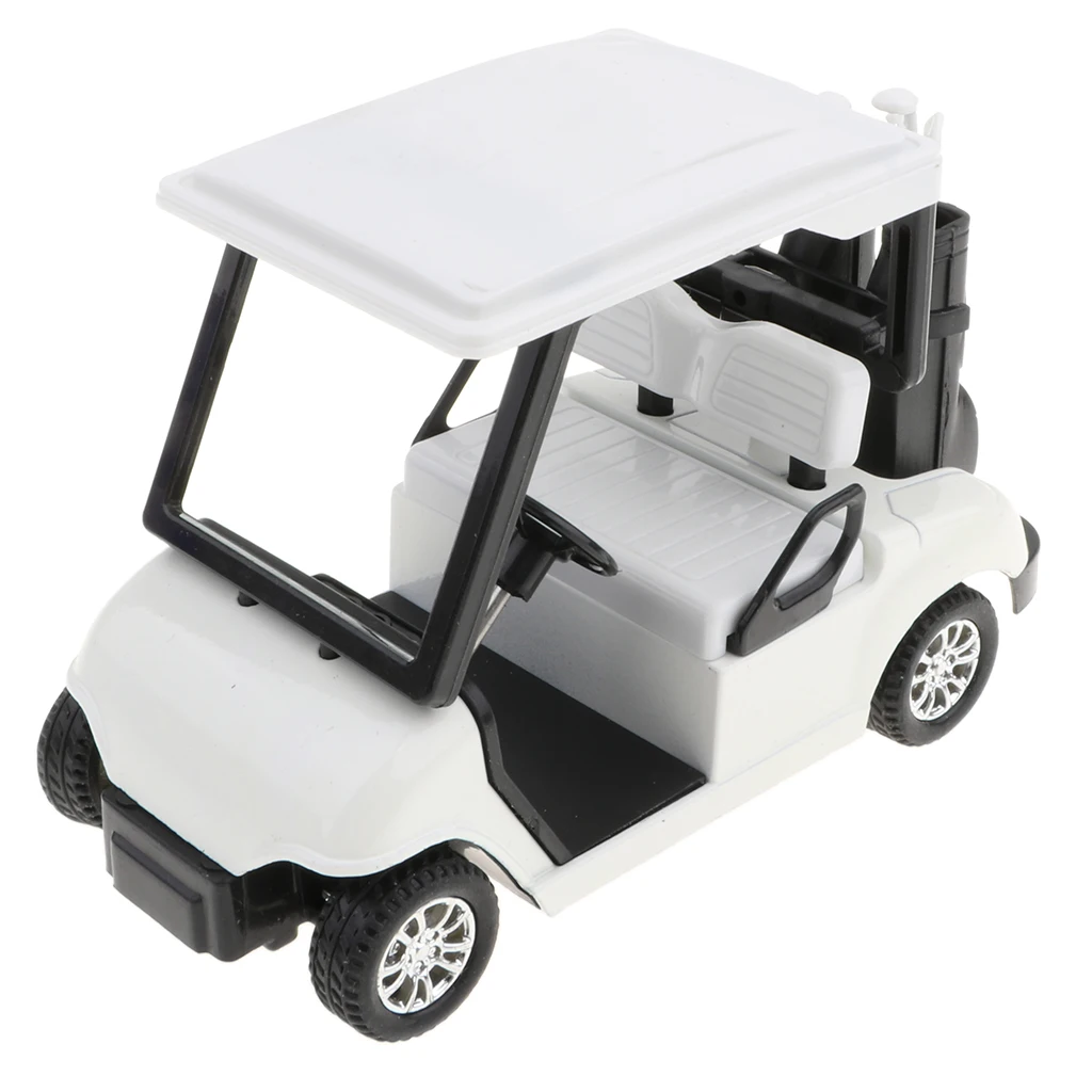 1:20 Scale Mini Alloy Pull Back Golf Cart with Clubs Diecast Model Toy Collectibles Birthday Gift –White