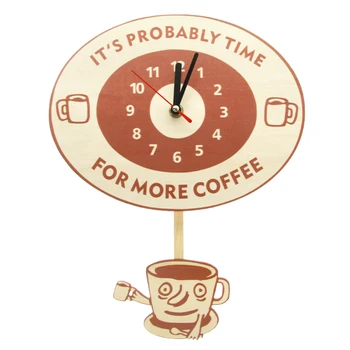 

Time For More Coffee Inspirational Quote Coffee Wall Clock With Swinging Mug Cafe Decorative Clock Wall Watch Coffee Lovers Gift