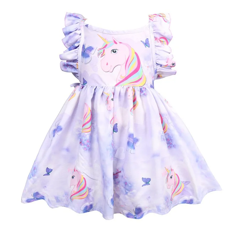 Summer Girls Rainbow Cartoon Unicorn Dress Kids Cosplay Party Princess Dresses Baby Halloween Unicornio Dresses For Girl Clothes (2)