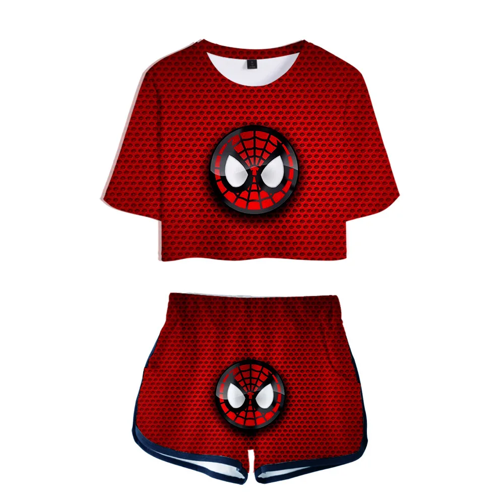 

Spiderman Women Outfits Two Piece Set Women Outfit 3D T-Shirt Women's Suit Shorts Summer Top Ensemble Femme Short Sets for Women