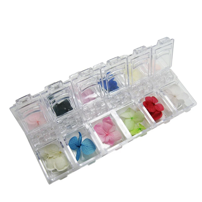 12 цветов/коробка 3D дизайн ногтей сушеные Цветочные украшения DIY настоящие консервированные цветы для ногтей