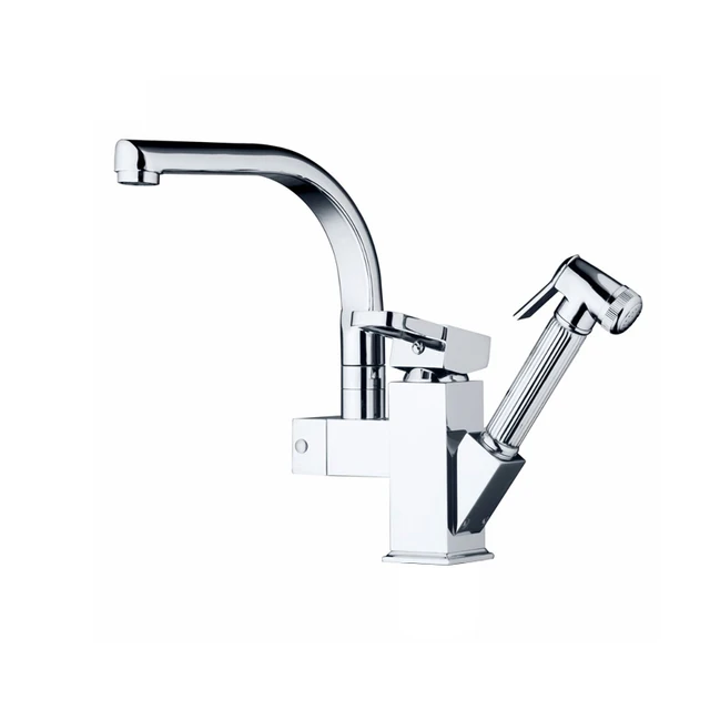 Best Offers Uythner Kitchen Faucet Mixer Tap Single Handle Two Swivel Spouts Kitchen Hot Cold Water Tap Pull Out Flushing Spray Tap