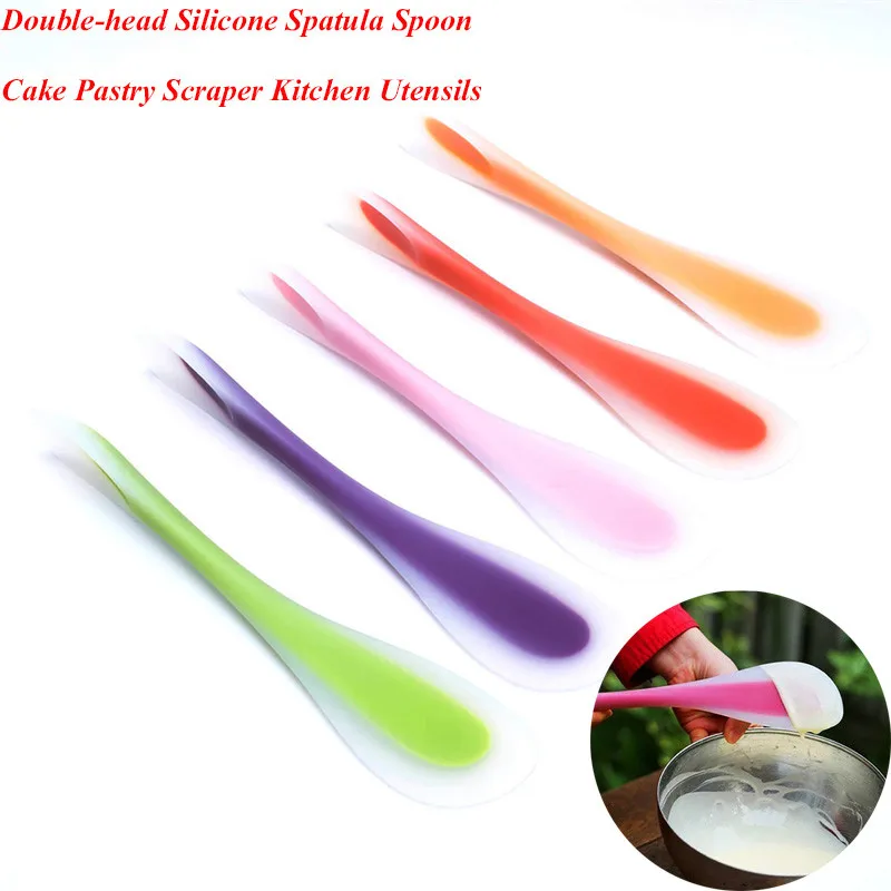 

Flexible Dual-Sided Silicone Spatula Spoon Pastry Dough Spatulas Scraper Butter Mixing Spoon non stick Kitchen Baking tools