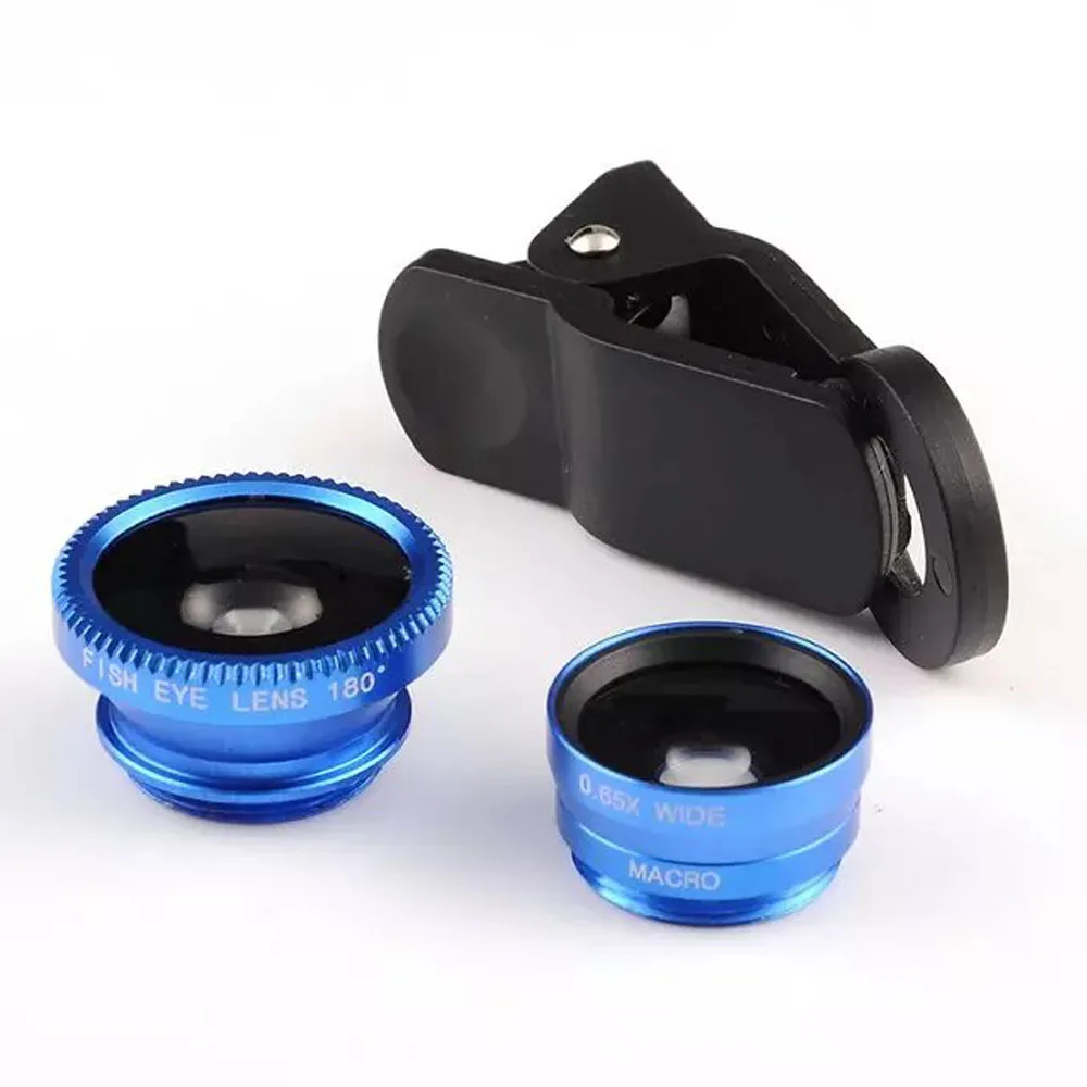 

3in1 Clip 0.65X Super Wide Angle + Macro Lens + Fish Eye Phone Lens Kits for iPhone 5 6 6s Plus Samsung HTC LG Sony Smartphone