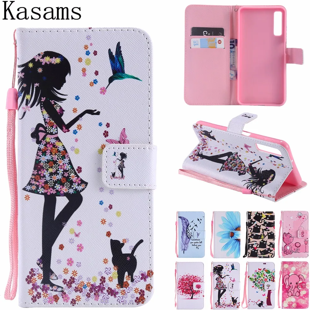 

8 Colourful Flip Case For Samsung Galaxy A7 2018 A 7 A72018 SM- A750F A750 Cases 6.0" Hot Selling Patterned Leather Phone Cover