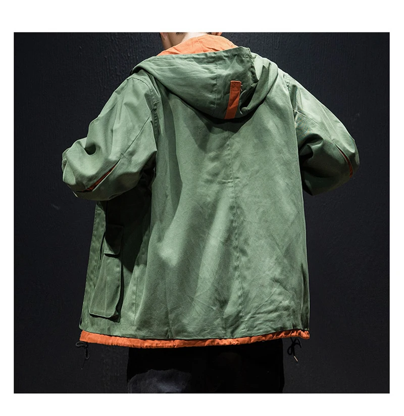 Army Green Trench Coat Men Korean Style Fashion Clothing Male Hooded Trench Coat Jacket Mens  (19)