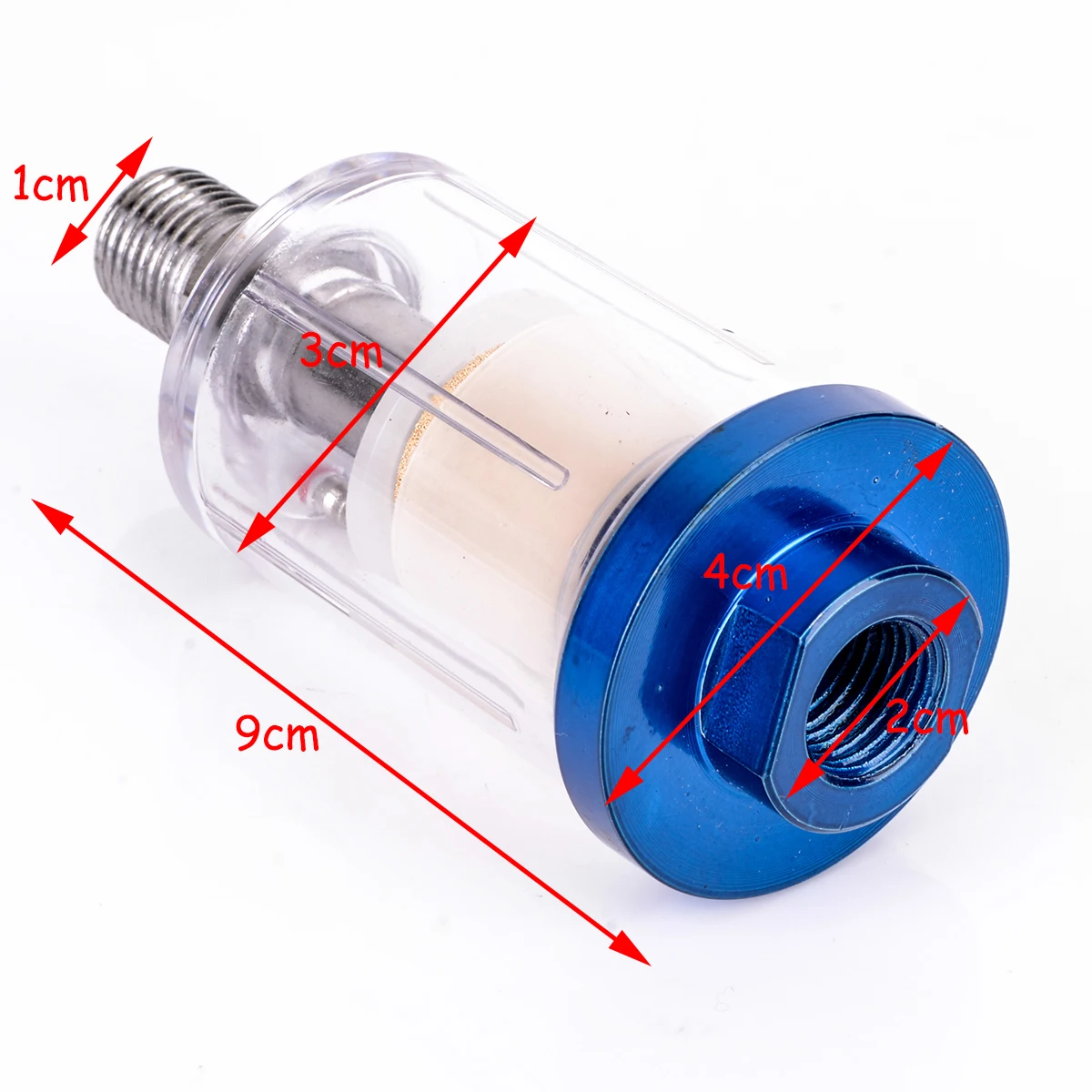 1pc 1/4" Blue Spray Gun Air Line Mini Filter Water Trap Clear Painting Moisture Tool For Paintwork Spray Guns