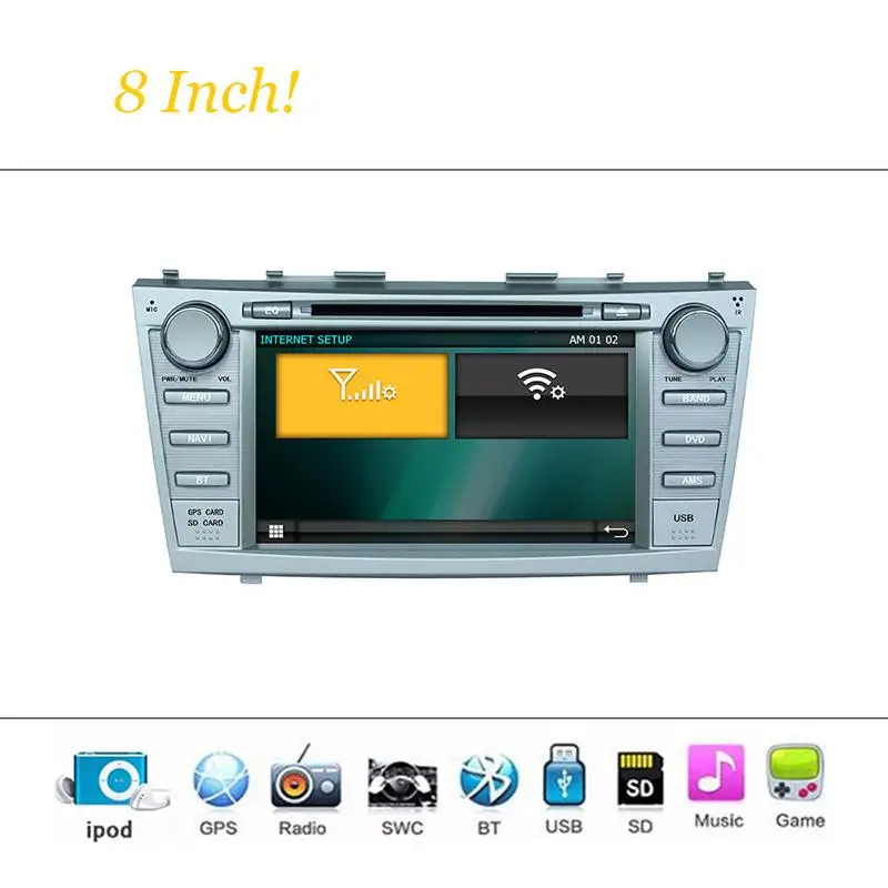 Top 8" Car DVD player with GPS(optional),BT/TV,audio Radio stereo,car multimedia headunit for TOYOTA CAMRY 2007 2008 2009 2010 2011 3