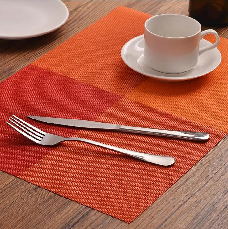 Fyjafon 4/6 шт. набор кухонных ковриков для стола Европейский ресторанный ПВХ коврик для места термозащитные гостиничные коврики современный коврик на стол - Цвет: Оранжевый