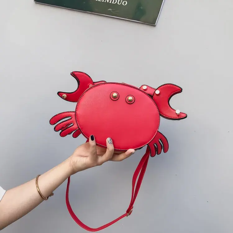 Creative Women's Shoulder Bag Cartoon Cute Crab Bags High Quality PU Leather Female Crossbody Bag For Women Shopping Handbags
