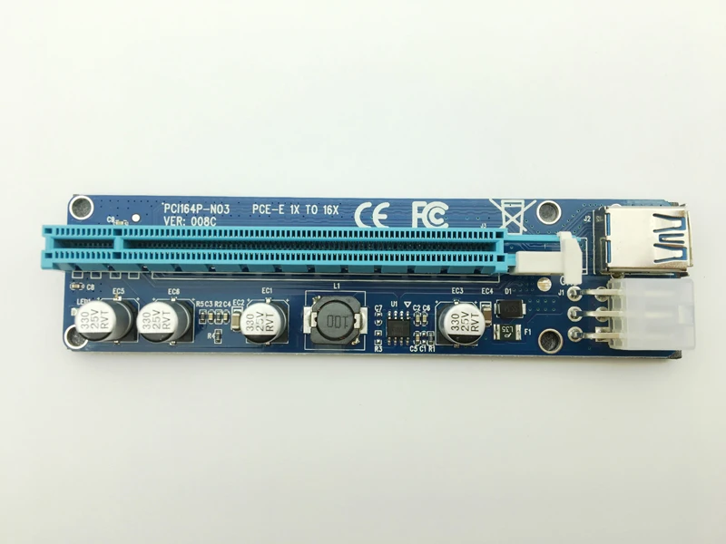 VER008C Molex 6 pin PCIE PCI E Express 1X до 16X расширитель переходных карт 60 см USB3.0 кабель Mining Bitcoin