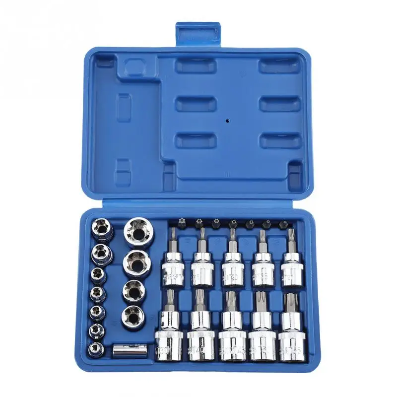 Jarchii Adapter Repairing Hand Tools 29 PCS Hard Steel Star Socket Tool Set Bit Adapter for Mechanical Repair Jarchii Adapter Repairing Hand Tools 29 PCS Hard Steel Star Socket Tool Set Bit Adapter for Mechanical Repair