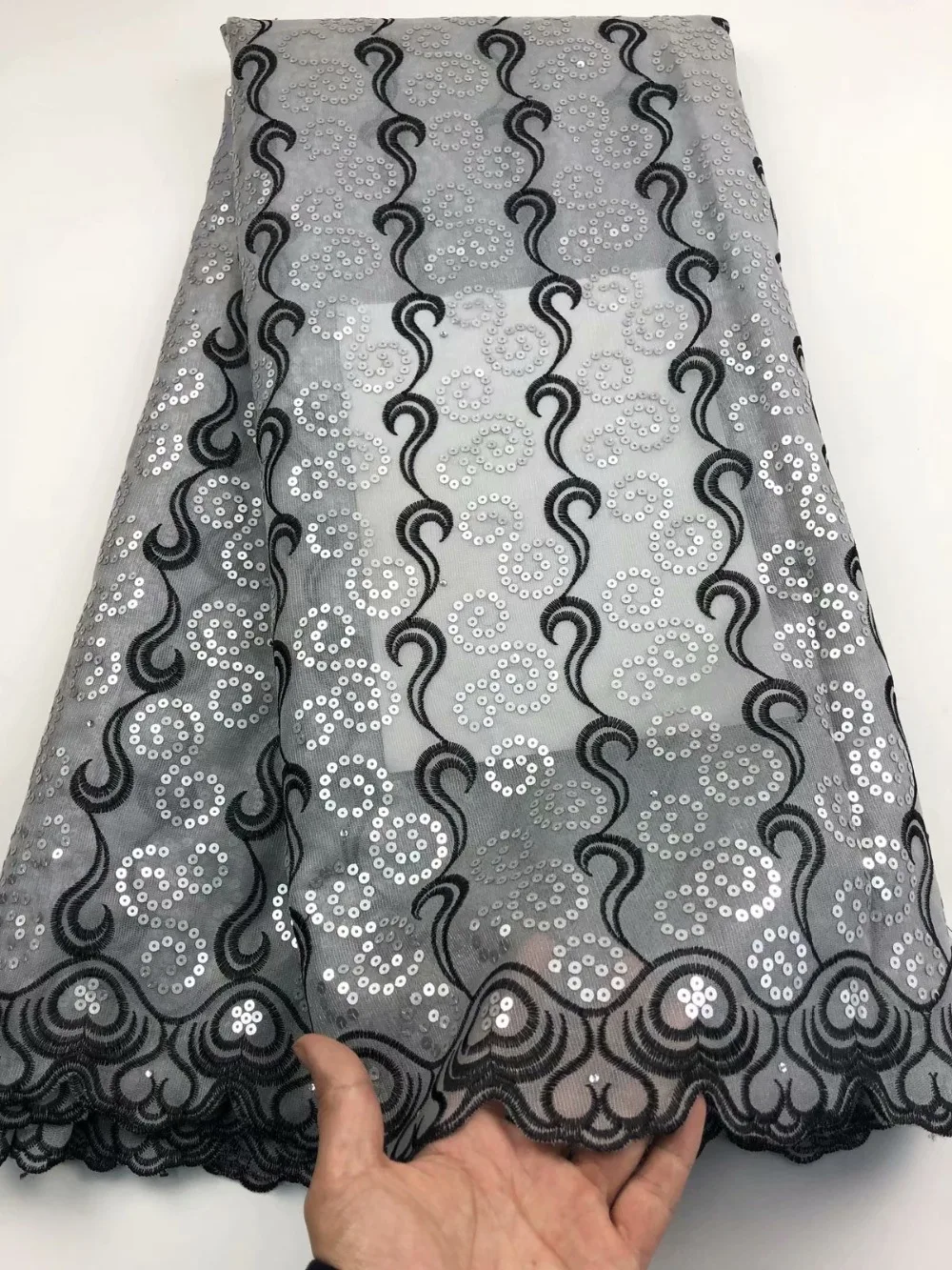 

2019 Latest African Organza Lace Fabric High Quality Nigerian Lace Fabric With Sequins Organza Lace Fabric