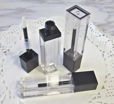 

200pcs 7ml Top Grade Black Lucency wholesale Style Rectangle Empty Lip Gloss Packaging Containers Wholesale Lipstick Lip Balm Tu