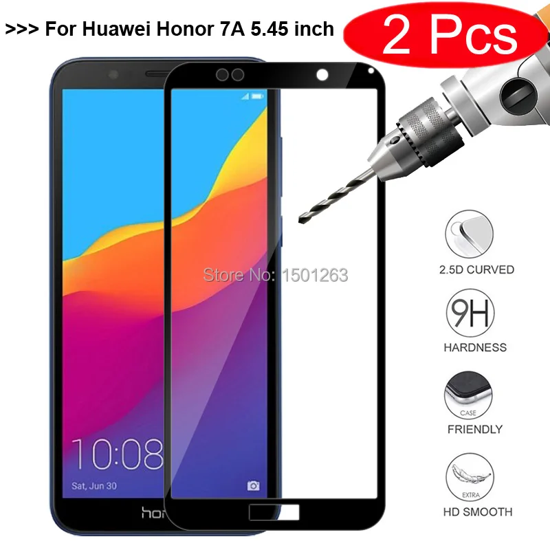 

2Pcs Full Cover Tempered Glass For Huawei Honor 7A DUA-L22 5.45" Screen Protector For Huawei Honor 7A Case Russia Version Glass