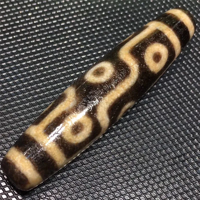 

190718-1 Old Dzi bead High Oily Weathering Vein Surface 9 Eyes King Beads Big Wisdom Totem Amulets Talisman Treasure
