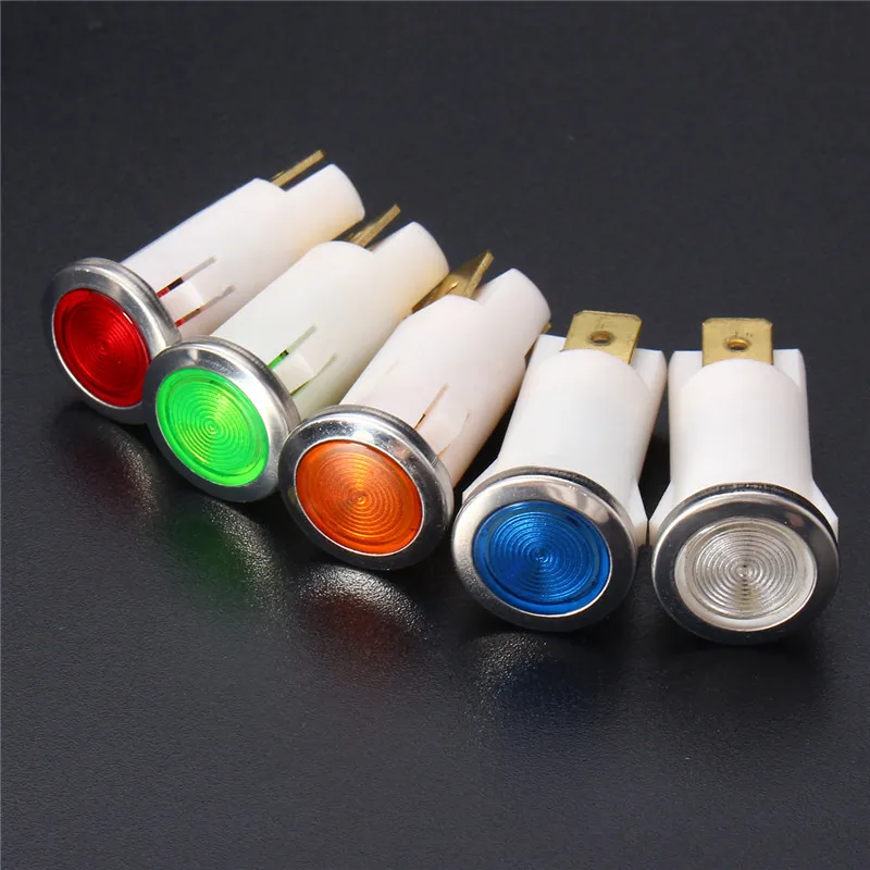 

12.5mm LED Indicator Signal Light Pilot Dashboard Panel Warning Lamp For Car Truck Boat Yacht 12V Red Yellow Blue Green White