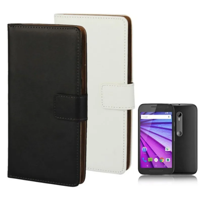 1PCS Fashion Black Genuine Leather Slot Stand Pouch Covers Case for Motorola Moto G 3rd Gen XT1552 ID Card Holder | Мобильные