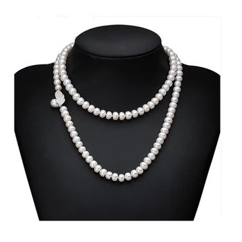 

PEISENI 100% natural freshwater pearl long necklace 8-9 MM pearl necklace 90 CM For Women Best Gifts wedding jewelry