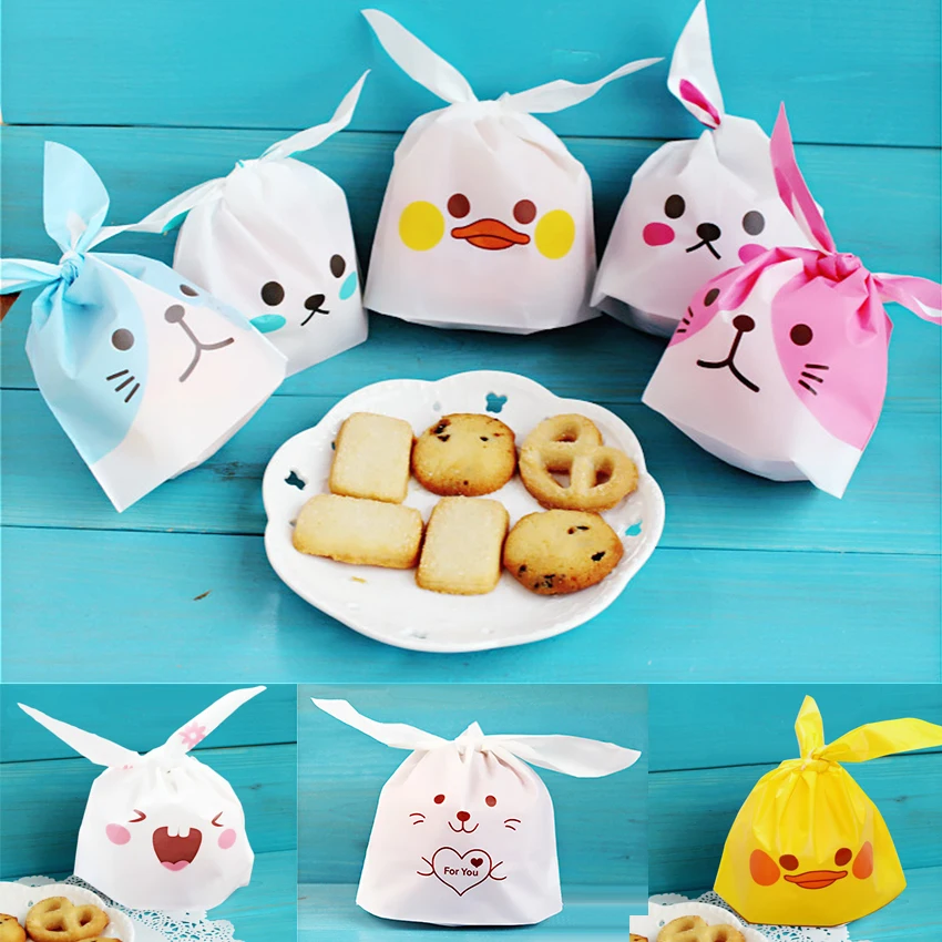 

10pcs/lot Cute Rabbit Ear Cookie Bags Gift Bags For Candy Biscuits Snack Baking Package Wedding Favors Gifts Easter decoration