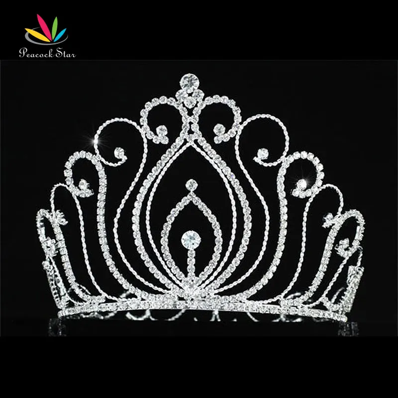 

Peacock Star Vintage Style Pageant Beauty Contest Tall 5.25" Tiara Full Circle Round Crystal Crown CT1725