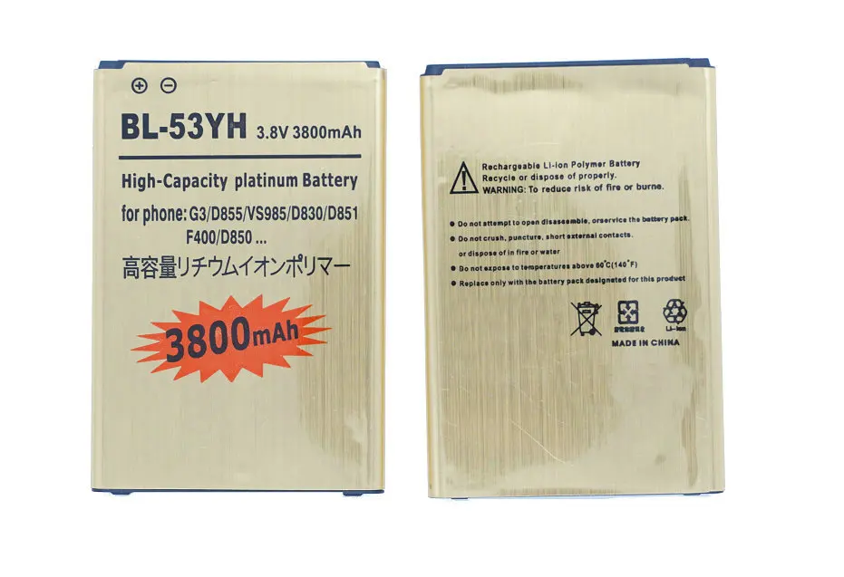 Seasonye 10 шт. телефон Золото Замена Батарея для LG Optimus G3 D850 D855 D858 VS985 F400 LS990 BL 53YH 3800 мАч +
