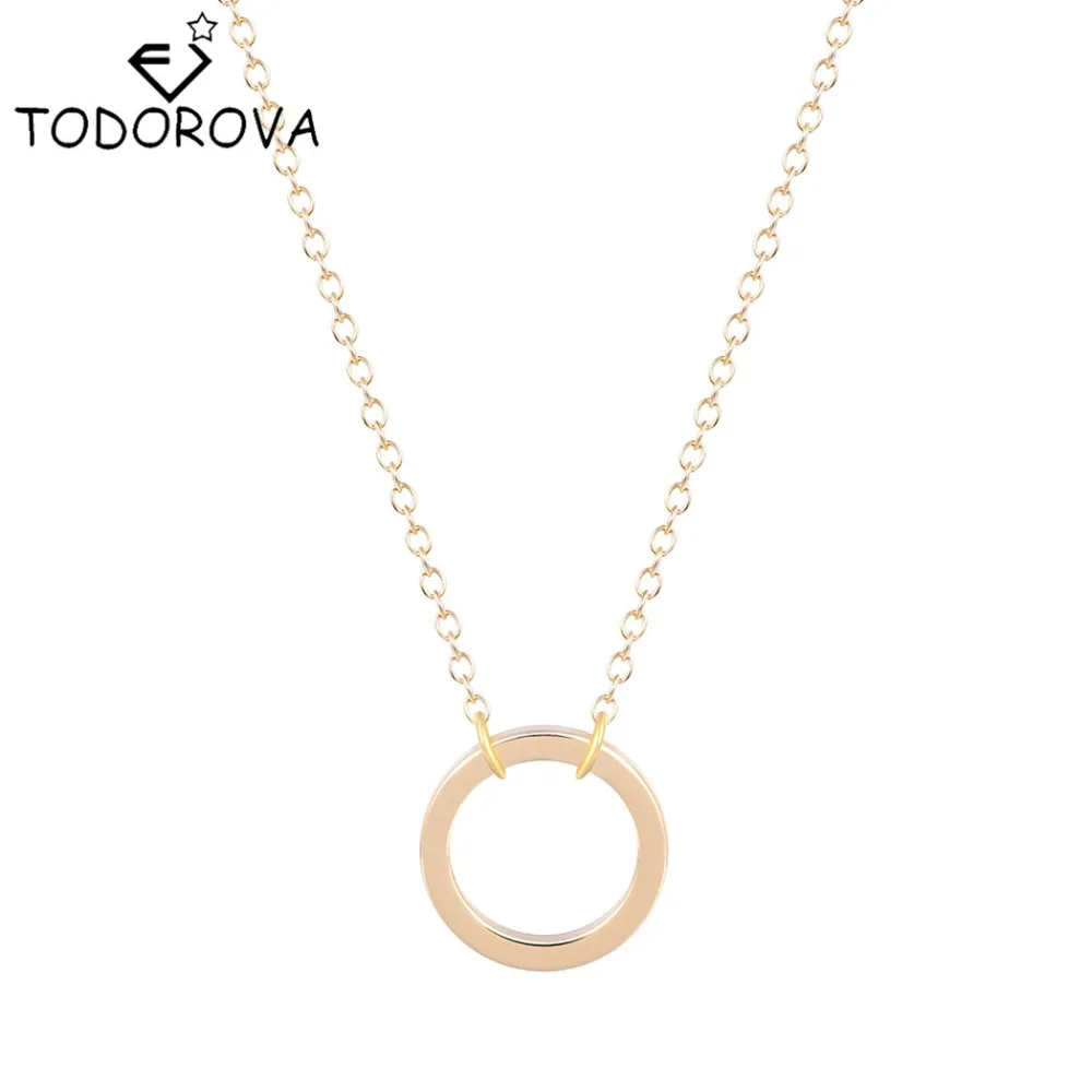 

Todorova Simple Chain Round Circle Necklaces Charm Pendant for Women Statement Jewelry Valentines Day Gift Jewelery