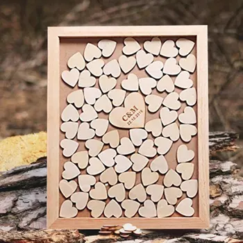 

Personalized Drop Box Wedding Guest Book Alternative Sign,Rustic Wedding Guestbook,Wooden Custom Signature Frame with Heart Sign