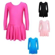 Розничная, платье с длинными рукавами балетное платье-пачка для танцев и катания на коньках День рождения юбка платье розовый Цвет: белый, черный, голубой, ярко-розовый и SZ4-14Y