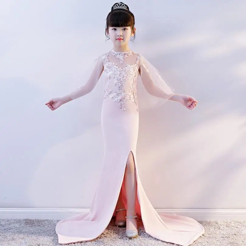

High-end girls dress children birthday party wedding Sequined evening gown Catwalk costume mermaid dress Modis vestidos Y1440