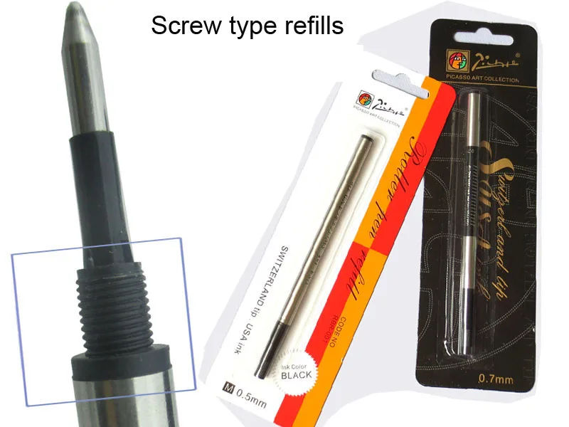 24pcs/lot screw type Gel Rollerball pen Refill PICASSO 0.7 / 0.5 Free