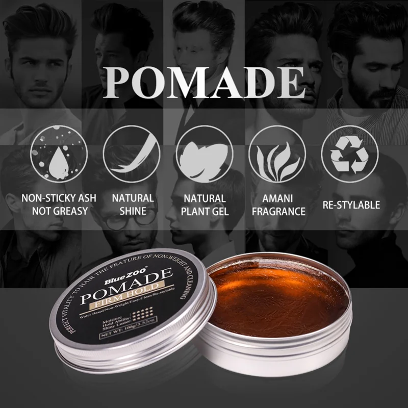 Men\'s Vintage Oil Head Paste Long-lasting Shaped Plastic Elastic Solid Wax Hairstyle Product