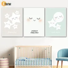 Star Moon Dream Wall Art Canvas Painting Nordic Posters And Prints Wall Pictures For Kids Bedroom Baby Boy Girl Room Home Decor