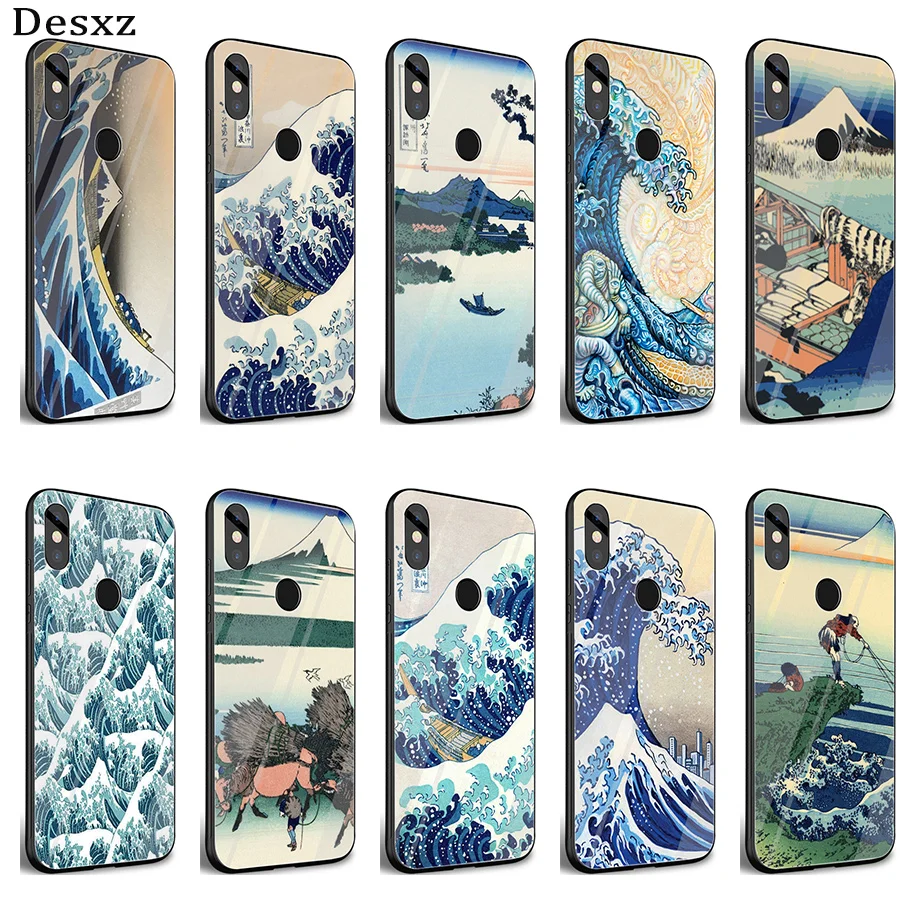 

Gerleek Glass Hokusai The Great Wave off Kanagawa Case Cover for Xiaomi Mi 8 Lite 9 A1 A2 Redmi Note 5 6 7 Pro 6A 4X F1