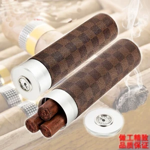 classic design COHIBA портсигар хьюмидор гаджеты путешествия алюминиевый сплав сигары трубки портативный контейнер металла W/увлажнитель гигрометр - Цвет: classic design