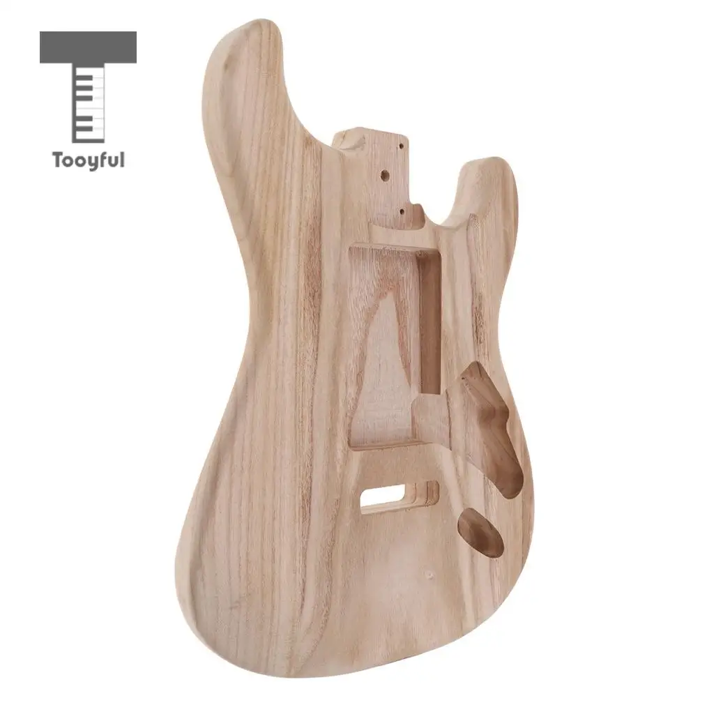 Tooyful Handmade Unfinished Guitar Wood Body with Neck Plate Gasket Luthier Tools for Strat ST Electric Guitar