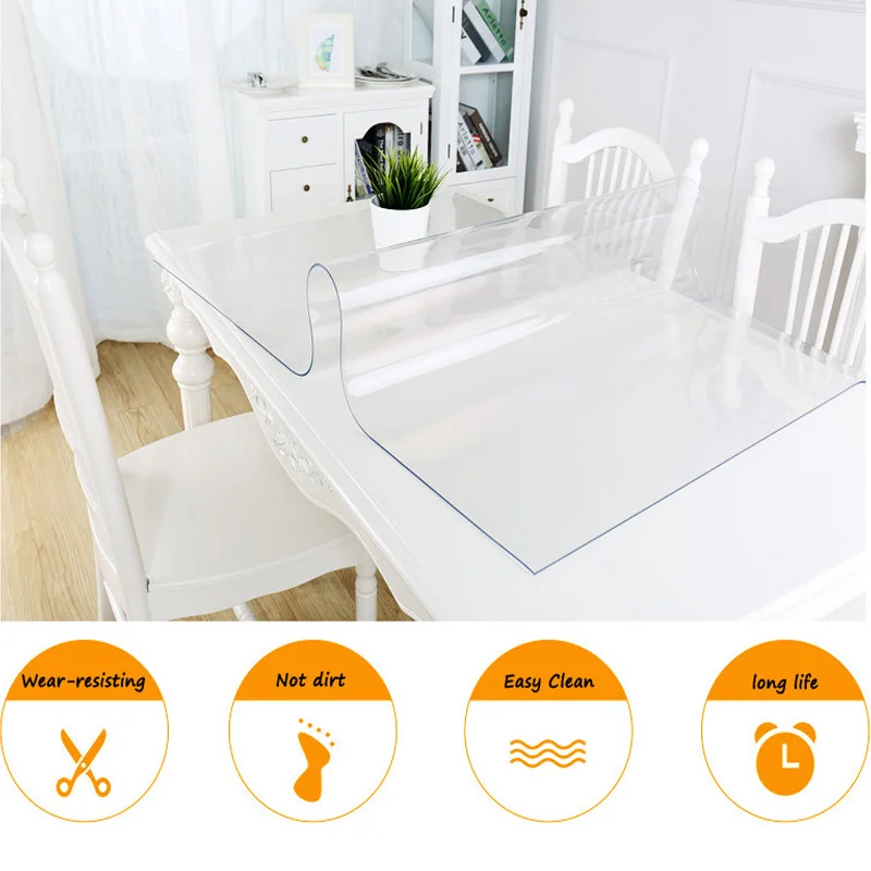  Modern Pvc transparent kitchen table cover soft glass cloth tablecloth oil d' water 1.0 mm boat by 