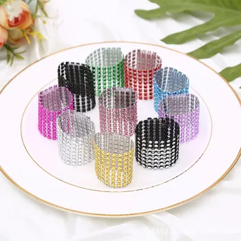 

Tangpan Plating Plastic Hollow Napkin Rings Rhinestone Mesh Bling Napkin Holders Adornment For Wedding Christmas Party
