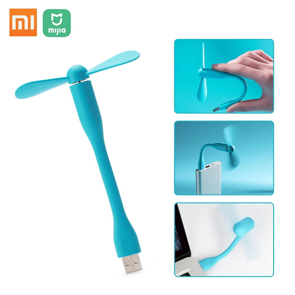 Оригинальный портативный вентилятор Xiaomi Mijia с USB гибкий Карманный съемный размер