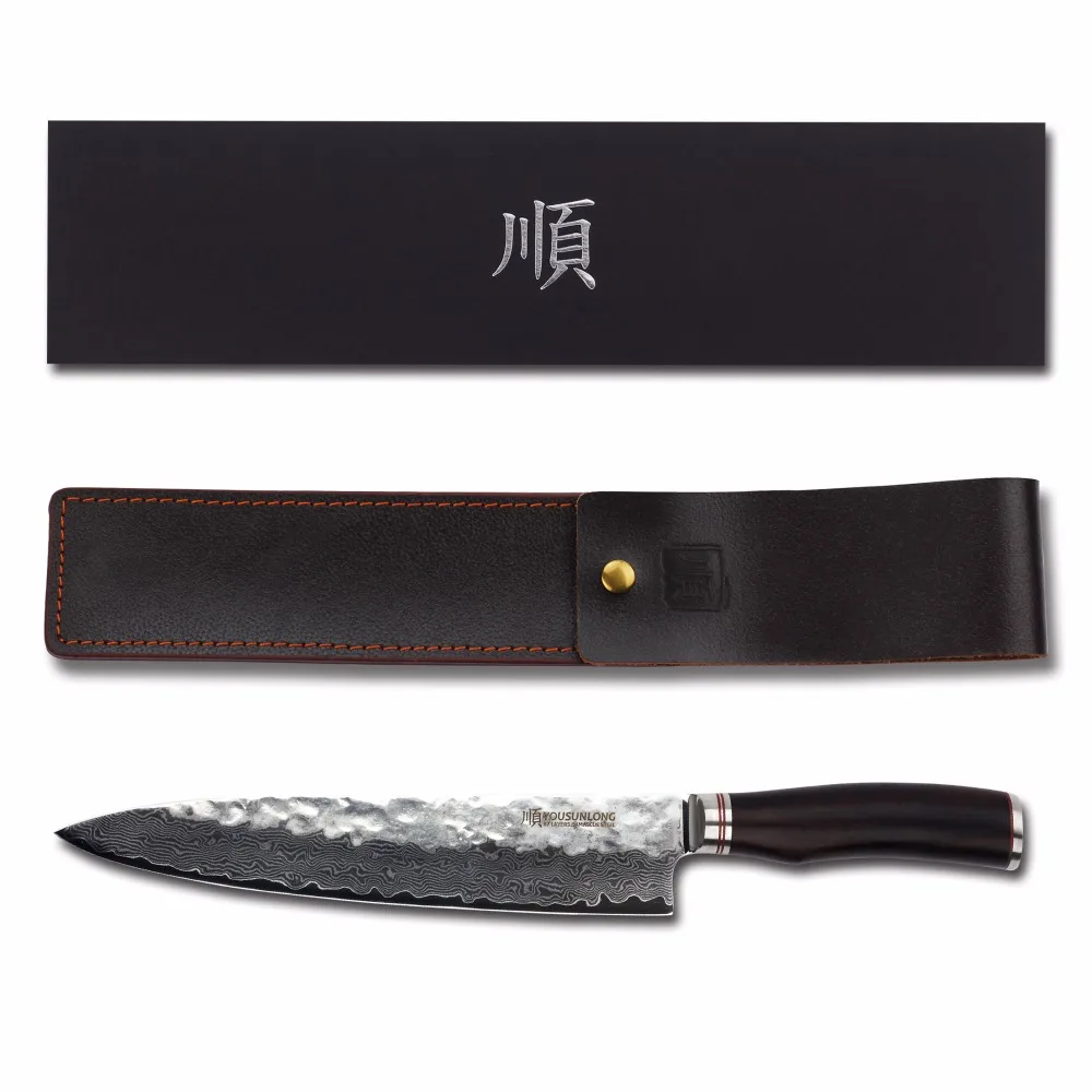 YOUSUNLONG японский нож 10 дюймов нож kitchen-VG10-Santoku-Meat нож-высокоуглеродистая Дамасская сталь-острое лезвие-ручка из черного дерева