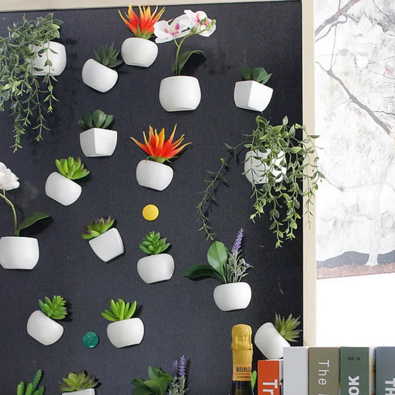 

IVYSHION Fridge Sticker Simulated Bouquet Flower Succulent Plant Fridge Magnet Magnetic Potted Plant For Home Wall Decoration