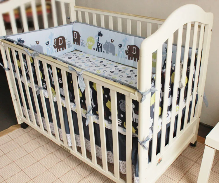  7 piece bedroom newborn baby crib bedding set for boysReactive and 3D embroidery quality infant cot - 32817184144