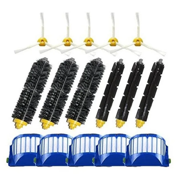 

High Quality 3 Bristle & Flexible Beater &5 Armed Brush & 5 Aero Vac Filter for iRobot Roomba 600 610 620 625 630 650 660 Series