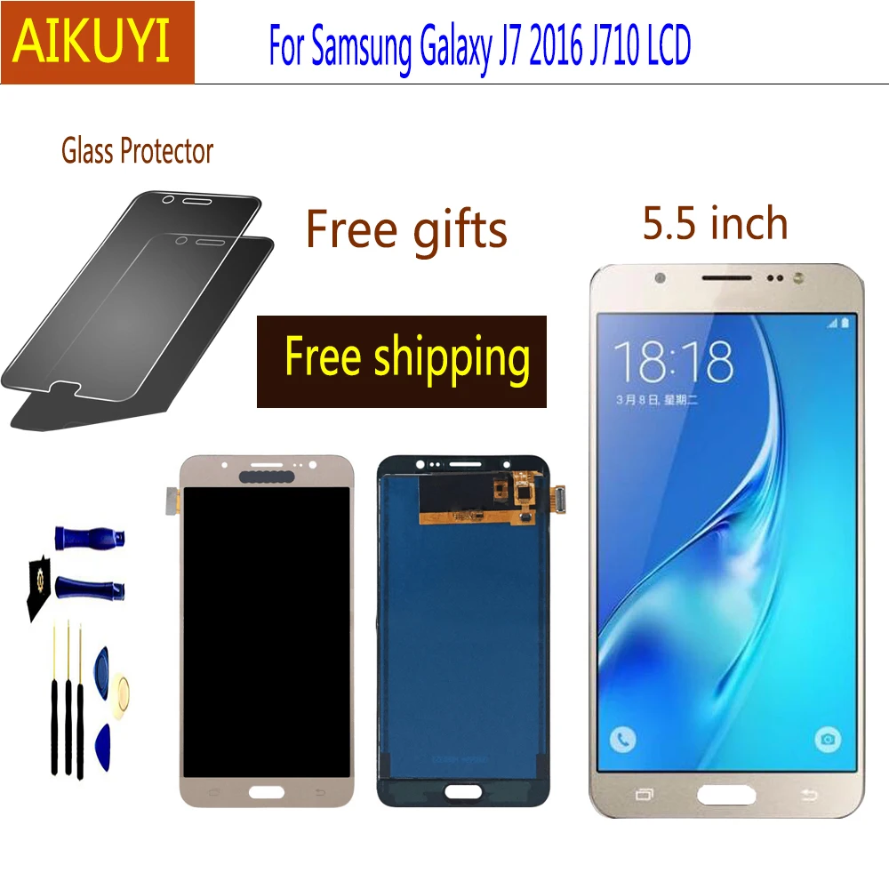

For Samsung Galaxy J7 2016 J710H J710FN / DS J710F J710M LCD Display Touch Screen Digitizer Assembly Can adjust brightness 5.5"