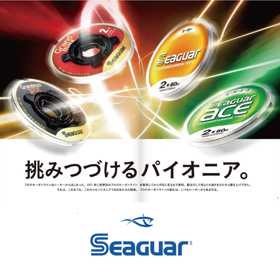 SEAGUAR ACE 60 м фторуглеродная леска 0,95 кг-10,4 кг Мощность Сделано в Японии износостойкие Фторуглеродные Лески