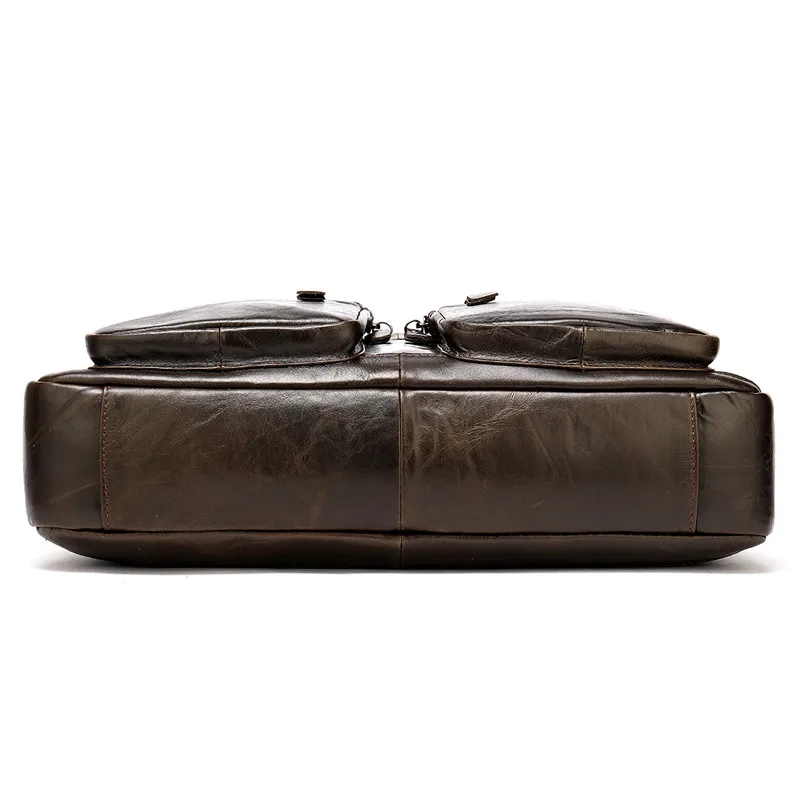 PNDME vintage First layer cowhide Men's briefcase genuine leather 14 inch business laptop bag shoulder bag Crossbody Bags office