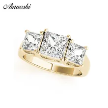 AINUOSHI 925 пробы серебро Для женщин свадебные Обручение кольцо 1.25ct Принцесса Cut три камни кольца ювелирные изделия anillos де в