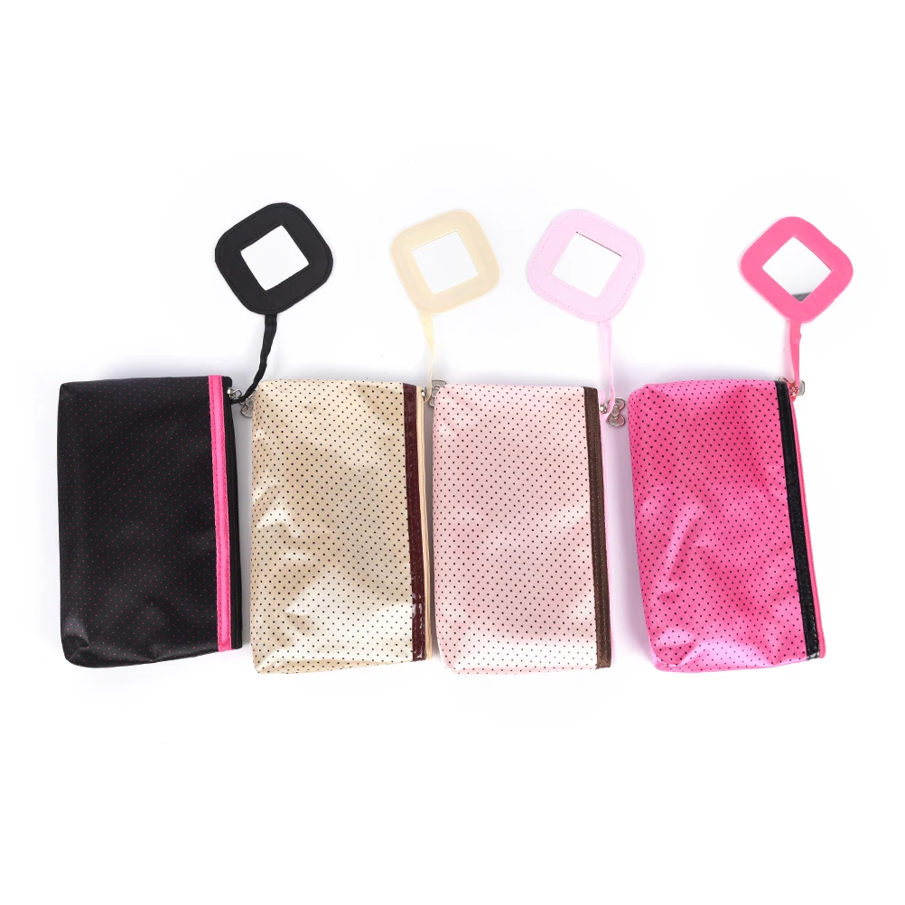 NEW 4 colors Women Cosmetic Bag Rectangle shaped Dots pattern Portable Cute Multifunction Beauty Travel Cosmetic Bag Makeup Case