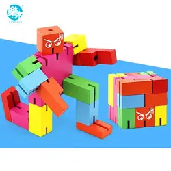 Кампешевого детские деревянные Игрушечные лошадки Building Block деревянный Magic блоки роботы разведки мозг Игрушечные лошадки фото держатель