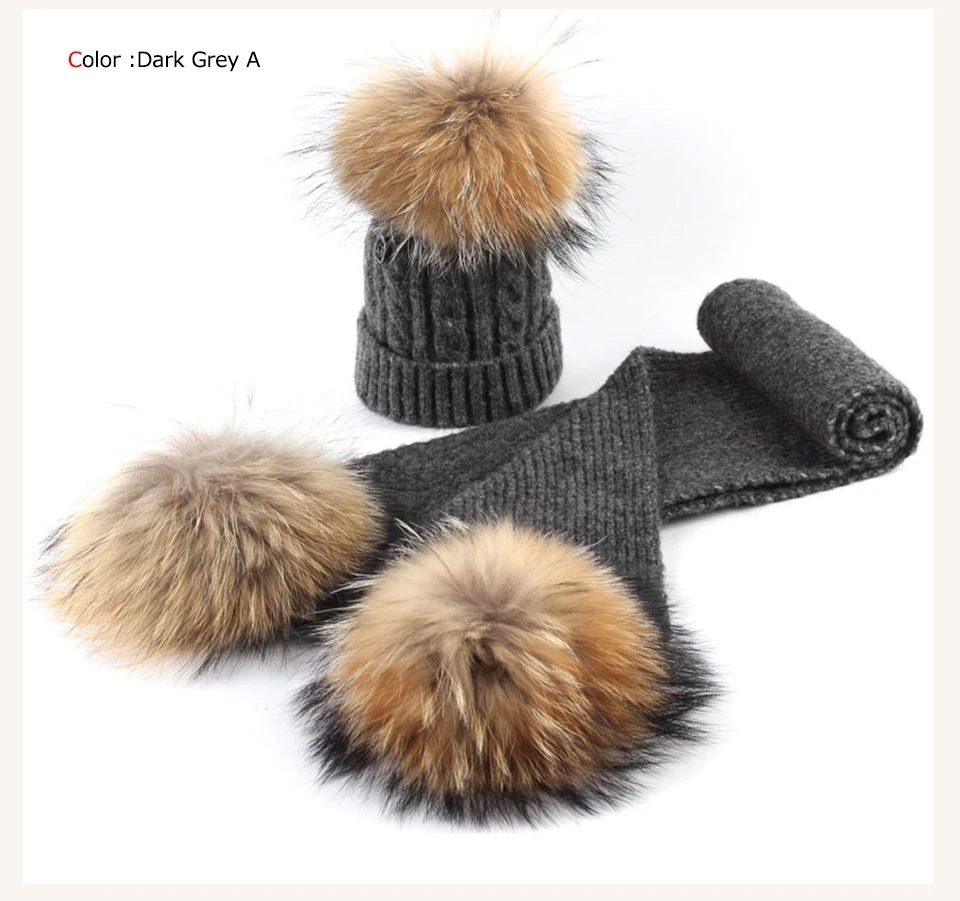 Geebro/комплект из 2 предметов для детей, вязаная шапочка и шарф с двойными помпонами, объемные шапки для мальчиков и девочек с помпонами из
